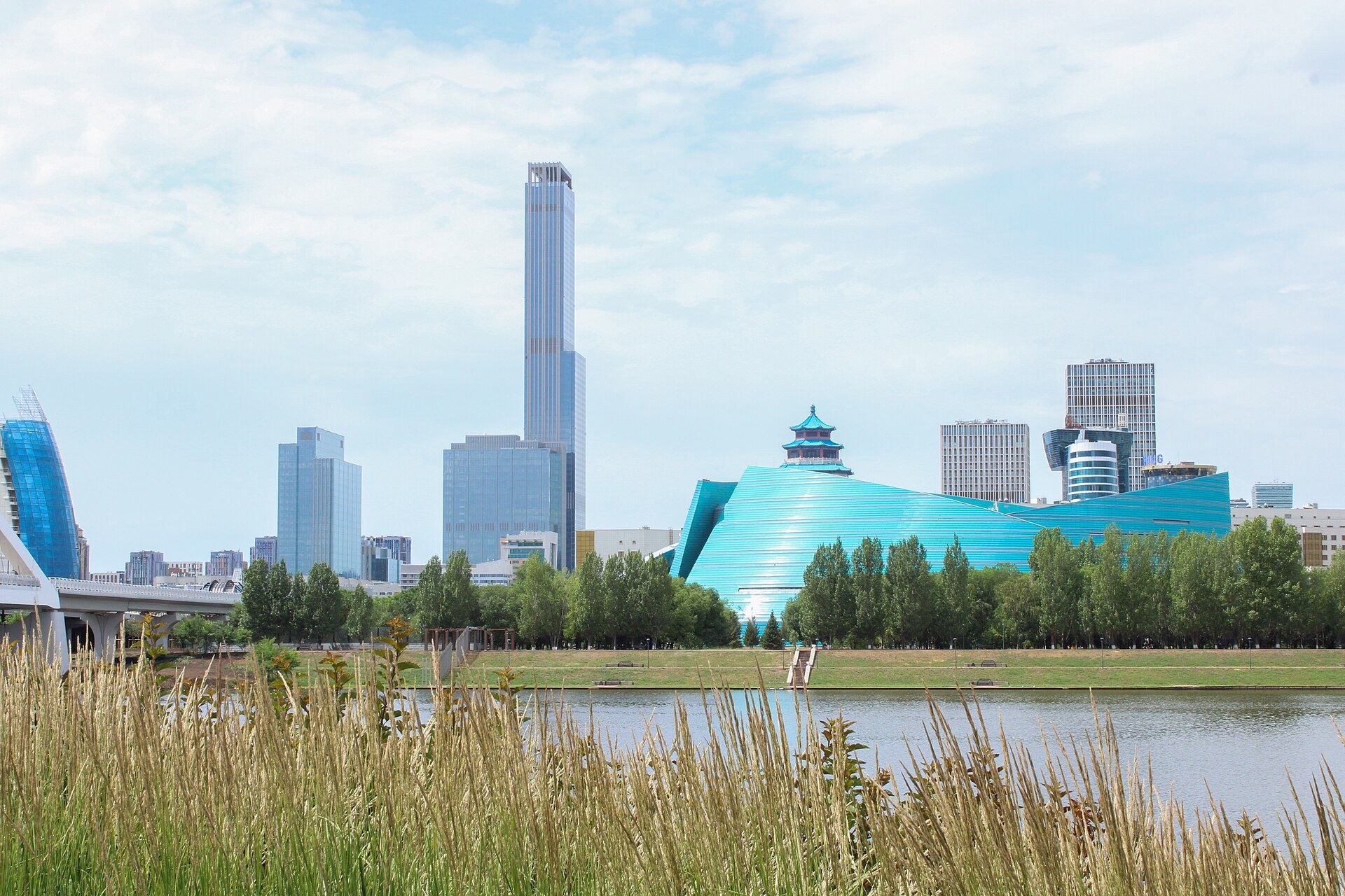 The Esil riverfront in Astana